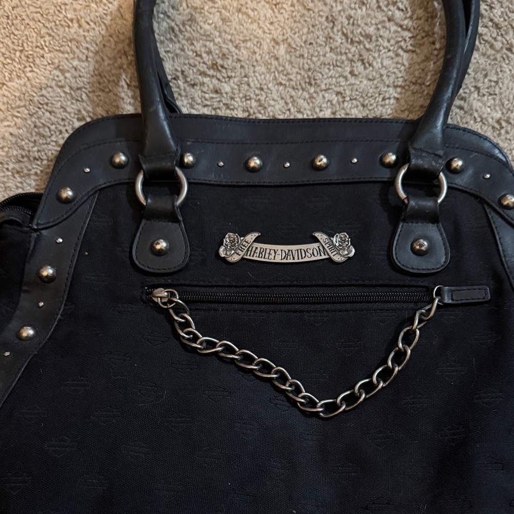 Harley-Davidson Black Chain Accent Shoulder Bag